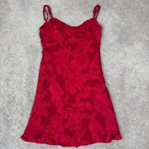 Lulus Aydah Mini Dress Womens XS Red Floral Burnout Slip Babydoll Cowl Devil NWT